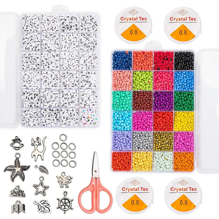 5026 Pieces Jewelry Making Supplies Set with Alphabet Beads, Charms, Rings, Scissor, String and Clear Storage Box