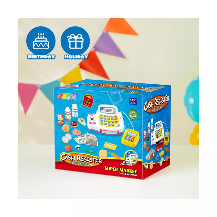 Syncfun Pretend Play Calculator Cash Register, Kids Cash Register Grocery Store Play Food, Credit Card for Toddler Early Math Learning Skill
