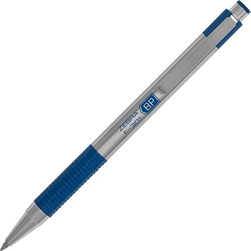 Zebra Pen F-301 Retractable Ballpoint Pen, Stainless Steel Barrel, Fine Point, 0.7mm, Blue Ink, 1-Pack