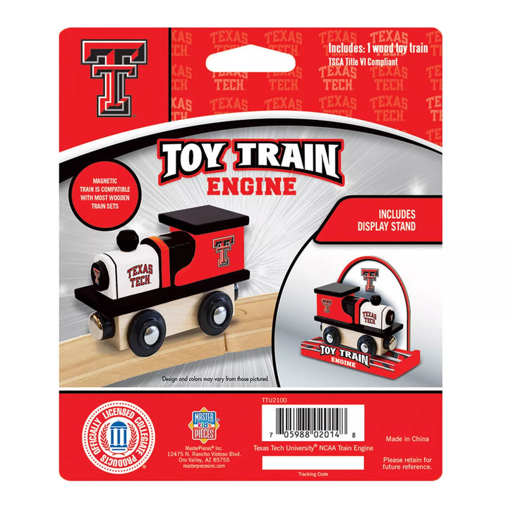 Masterpieces Officially Licensed NCAA Texas Tech Red Raiders Wooden Toy Train Engine for Kids.