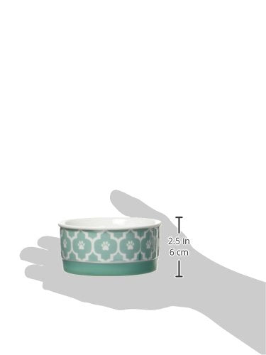 Bone Dry Lattice Pet Bowl, Removable Silicone Ring Creates Non-Slip Bottom for Secure Feeding & Less Mess, Microwave & Dishwasher Safe, Small Set, 4.25x2", Aqua, 2 Count Small Round (2)