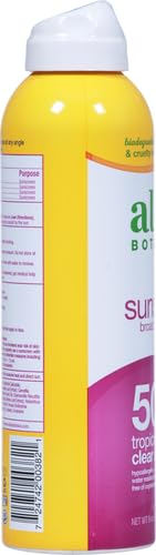 Alba Botanica Kids Sunscreen Spray for Face and Body, Tropical Fruit, Broad Spectrum SPF 50, Water Resistant, 5 fl. oz. Bottle 6 Fl Oz (Pack of 1)