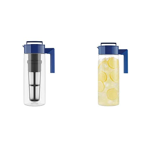 Takeya Iced Tea Maker with Patented Flash Chill Technology Made in USA, 2 Quart, Blueberry & Patented and Airtight Pitcher Made in the USA, 2 Quart, Blueberry