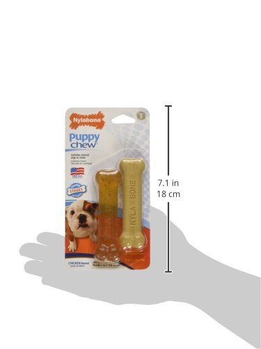 Nylabone Teething Puppy Chew Starter Kit, Two Puppy Chew Toys, Puppy Supplies, Peanut Butter & Chicken Flavor, X-Small/Petite (2 Count) X-Small/Petite (2 Count)