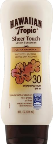 Hawaiian Tropic Sheer Touch Ultra Radiance Lotion Sunscreen SPF 30, 8oz | Hawaiian Tropic Sunscreen SPF 30, Sunblock, Broad Spectrum Sunscreen, Oxybenzone Free Sunscreen, Body Sunscreen, 8oz