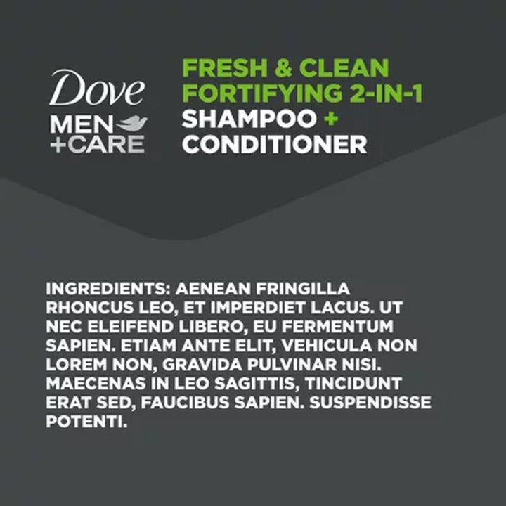 Dove Men+Care 2-In-1 Shampoo + Conditioner, Fresh & Clean, 40 Fl. Oz.