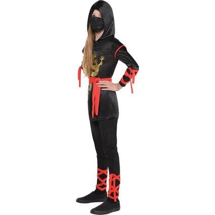 amscan Girls Black & Red Dragon Ninja Costume - 1 Set - One-of-a-Kind Outfit Perfect for Parties & Halloween Fun X-Large