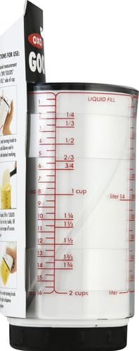 OXO Good Grips 2 Cup Adjustable Measuring Cup, Clear/Black 1 EA