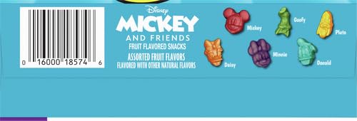 Mickey & Friends Fruit Flavored Snacks, Treat Pouches, Value Pack, Halloween Candy Alternative, 22 ct 22 Count (Pack of 1)