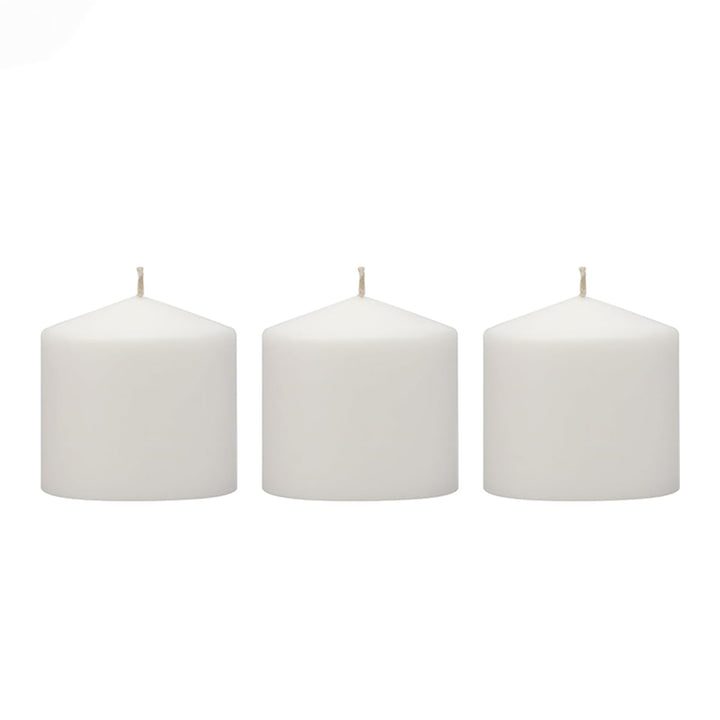 Stonebriar 3 Pack Tall 3 x 6 Inch 65 Hour Long Burning Unscented White Wax Pillar Candles 3x6 3.0