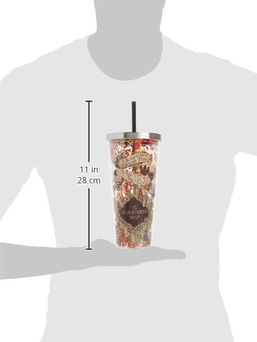 Spoontiques - Harry Potter Tumbler - Solemnly Swear Glitter Cup with Straw - 20 oz - Acrylic - Multicolored Contemporary BROWN,GOLD,CLEAR,SILVER