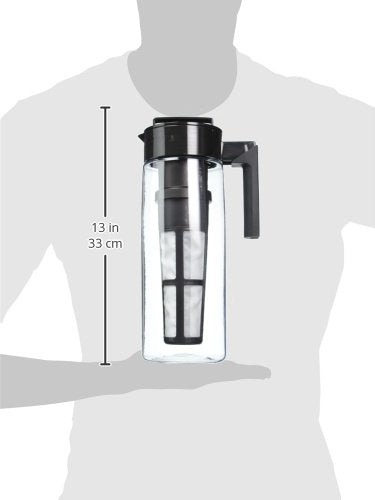 Takeya Patented Deluxe Cold Brew Coffee Maker with Black Lid Airtight Pitcher, 2 Quart, Black 2 qt