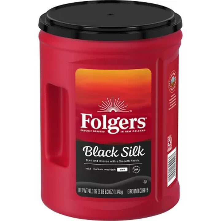 Folgers Dark Roast Ground Coffee, Black Silk 40.3 Oz.