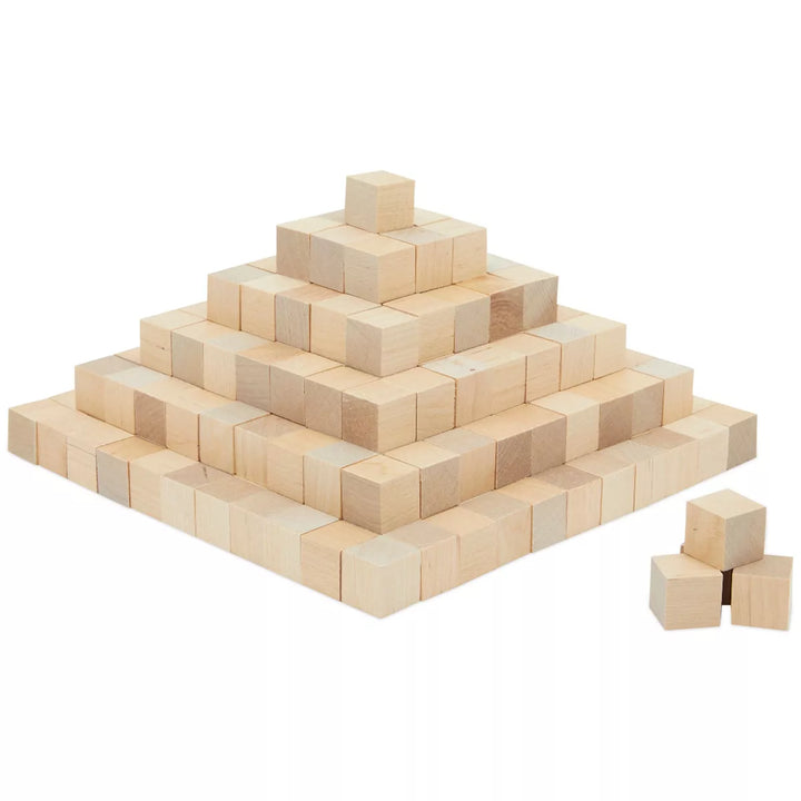 Bright Creations 250 Pack Unfinished Wood Cubes for Crafts, 3/4 in Wooden Block Set