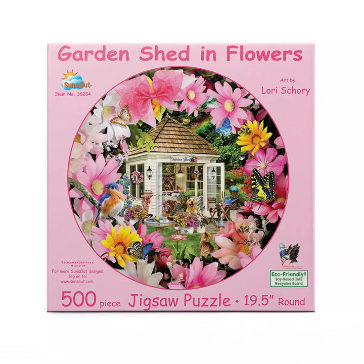 Sunsout Garden Shed in Flower 500 Pc round Jigsaw Puzzle 35254