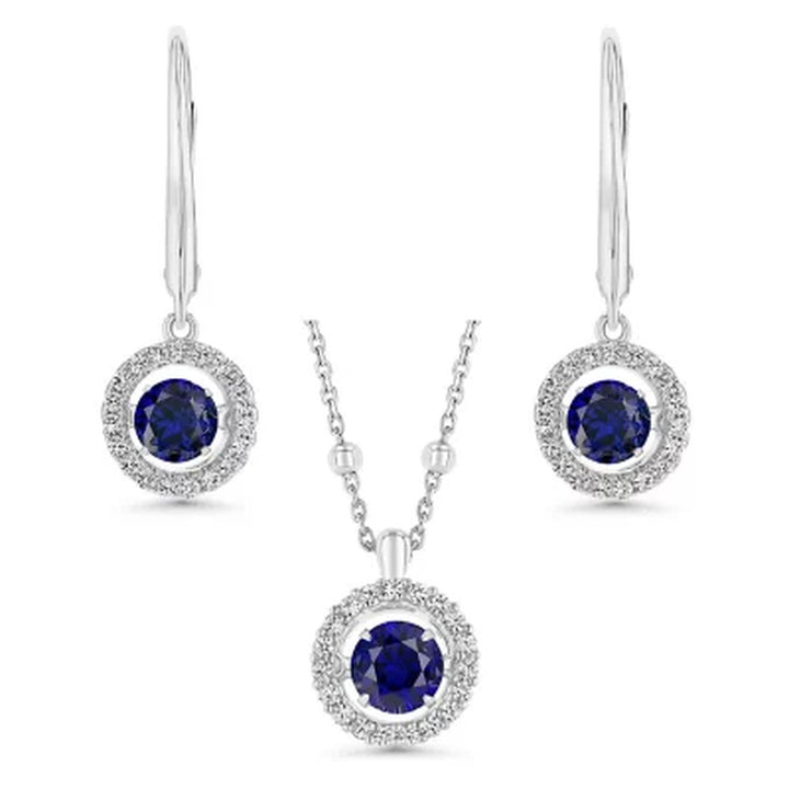 925 Sterling Silver Lab Created Gemstone and White Sapphire Dancing Set