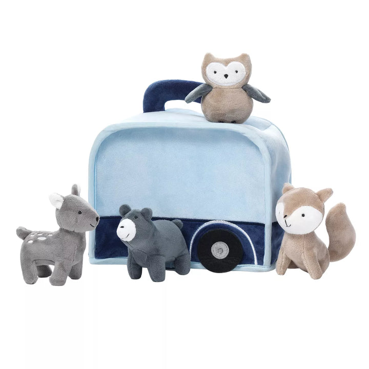 Lambs & Ivy Interactive Blue Camper/Rv Plush with Stuffed Animal Toys