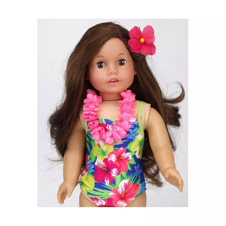 Sophia'S - 18" Doll - Hawaiian Floral Bathing Suit, "Grass" Skirt, Floral Lei & Flower Hair Clip