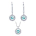 Dancing Aquamarine and Lab Created White Sapphire Pendant and Earring Set in Sterling Silver