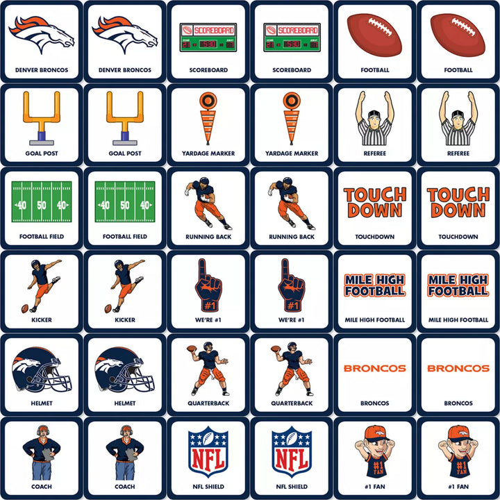 Masterpieces Officially Licensed NFL Denver Broncos Matching Game for Kids and Families.