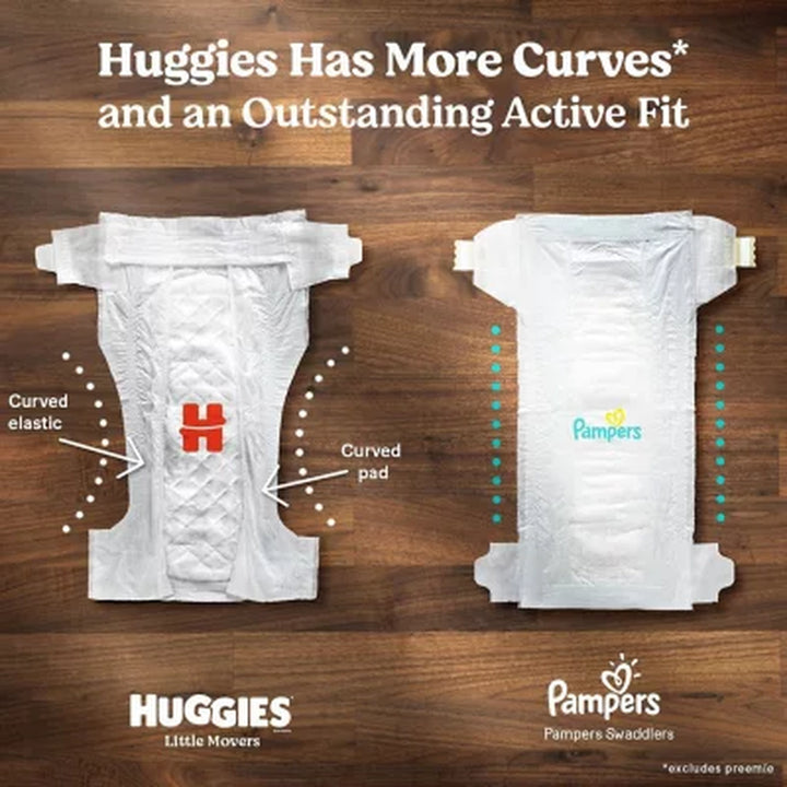 Huggies Little Movers Perfect Fitting Diapers, Sizes: 3-7