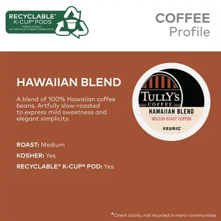 Tully'S Coffee Medium Roast K-Cup Pods, Hawaiian Blend, 80 Ct.