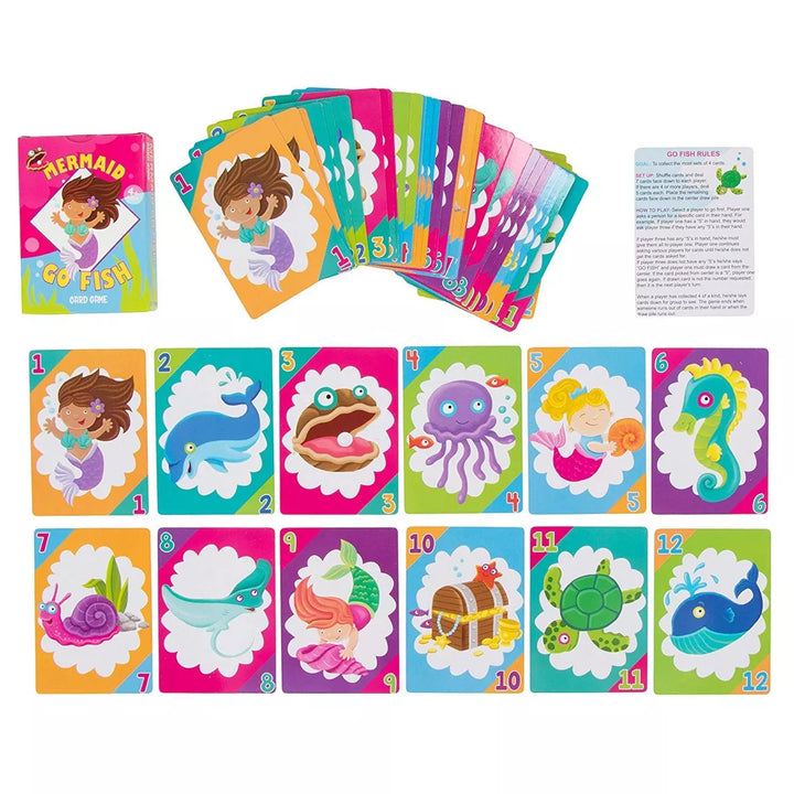 Go Fish Card Game - 4 Decks of 48 Cards Each, Classic Card Games for Kids, Mermaid Design