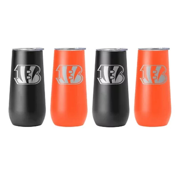 Logo Brands NFL 10Oz Stainless Steel Insulated Tumblers with Lids, 4 Pack, Assorted Teams