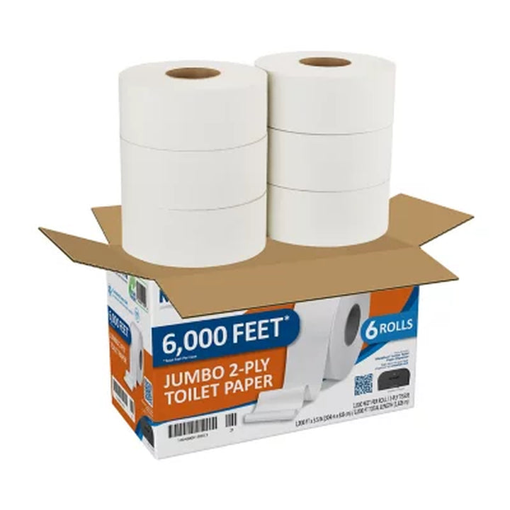 Marathon Jumbo Roll 2-Ply Toilet Paper, Septic Safe 1000 Ft./Roll, 6 Rolls