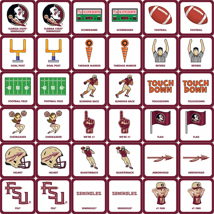 Masterpieces Officially Licensed NCAA Florida State Seminoles Matching Game for Kids and Families.