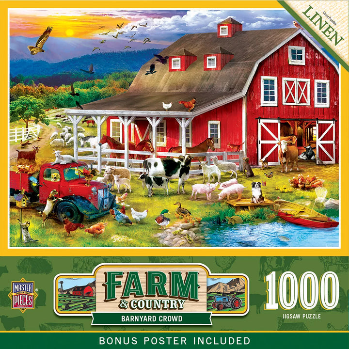 Masterpieces 1000 Piece Jigsaw Puzzle - Barnyard Crowd - 19.25"X26.75".