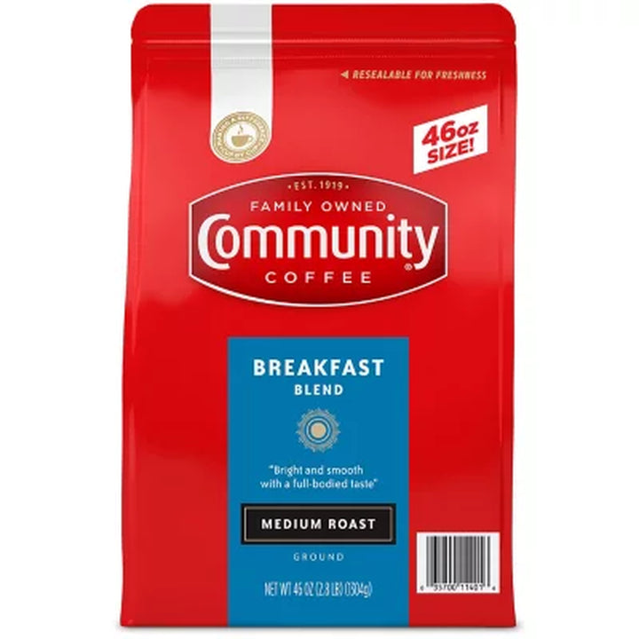 Community Coffee Medium Roast Ground Coffee, Breakfast Blend 46 Oz.