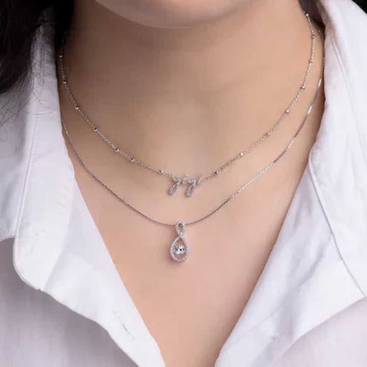 Sterling Silver and Diamond Identity Necklace