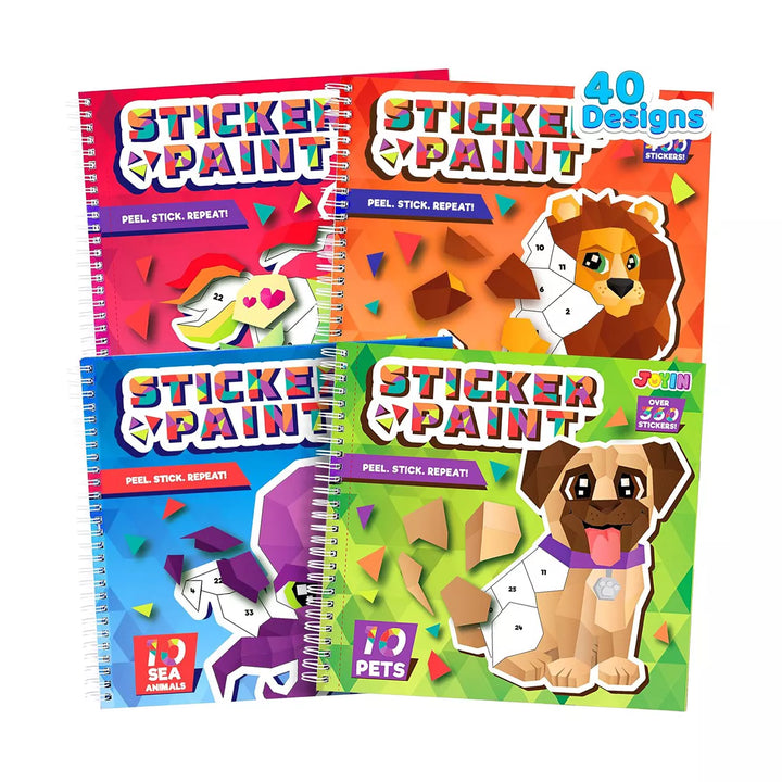 4Pack Crafts for Kids Ages 4-8 Sticker Painting Book Gift Party Favor 40 Pictures - Art Play for Kids' Creative Adventures at Home and While Traveling
