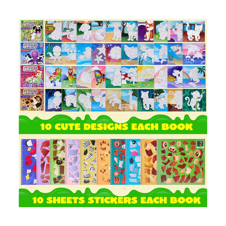 4Pack Crafts for Kids Ages 4-8 Sticker Painting Book Gift Party Favor 40 Pictures - Art Play for Kids' Creative Adventures at Home and While Traveling