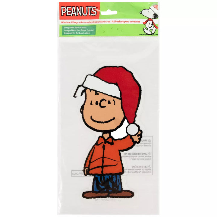 Northlight Peanuts Linus in Santa Hat Christmas Window Cling Decoration