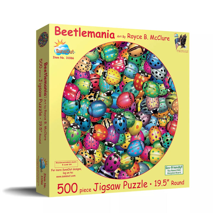 Sunsout Beetles round Mania 500 Pc Jigsaw Puzzle 31066