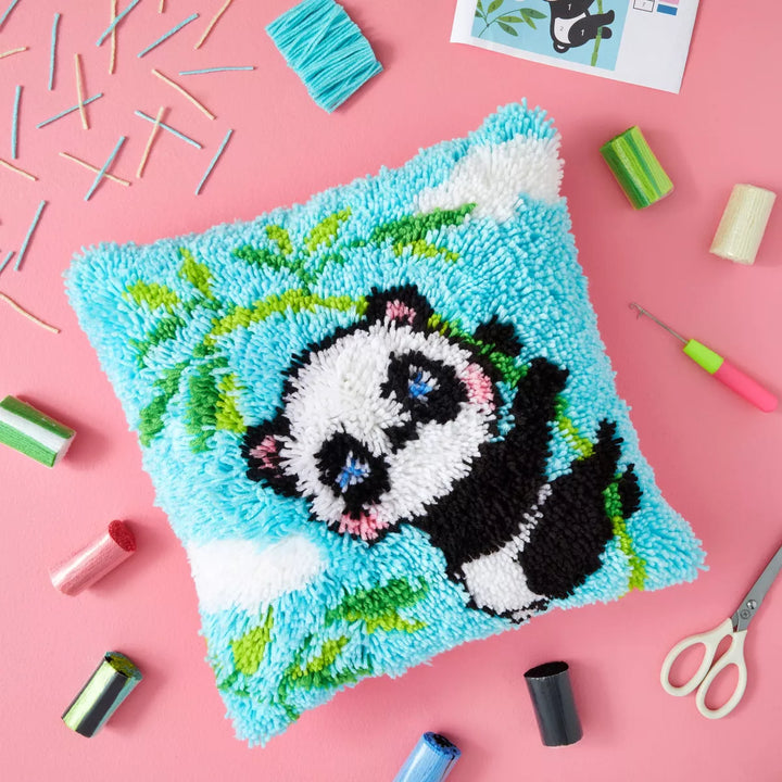 Bright Creations 5-Piece Panda Latch Rug Hooking Kits for Adults Kids Beginners, DIY Crafts, 16 X 16 In