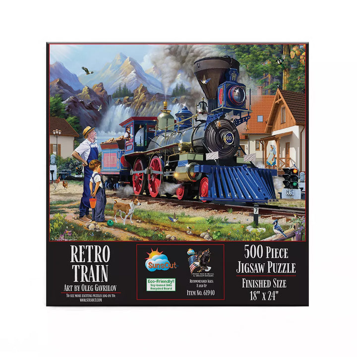 Sunsout Retro Train 500 Pc Jigsaw Puzzle 61940