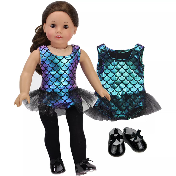 Sophia’S Jazz Leotard Costume and Tap Shoes for 18'' Dolls, Black