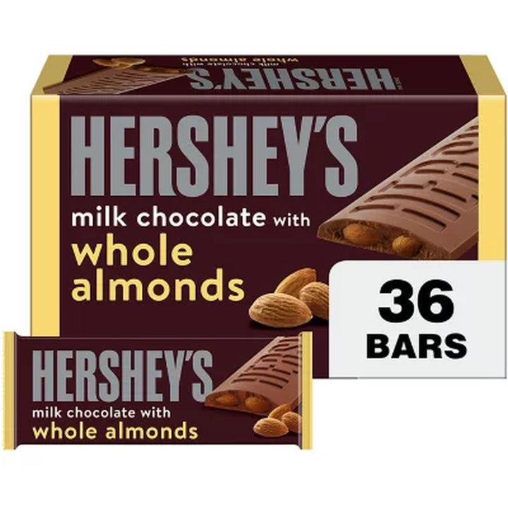 HERSHEY'S Milk Chocolate with Whole Almonds Candy Bars, 1.45 Oz., 36 Pk.