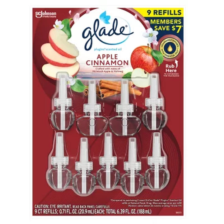 Glade Plugins Scented Essential Oil Refills, Choose Scent 6.39 Fl. Oz., 9 Ct.