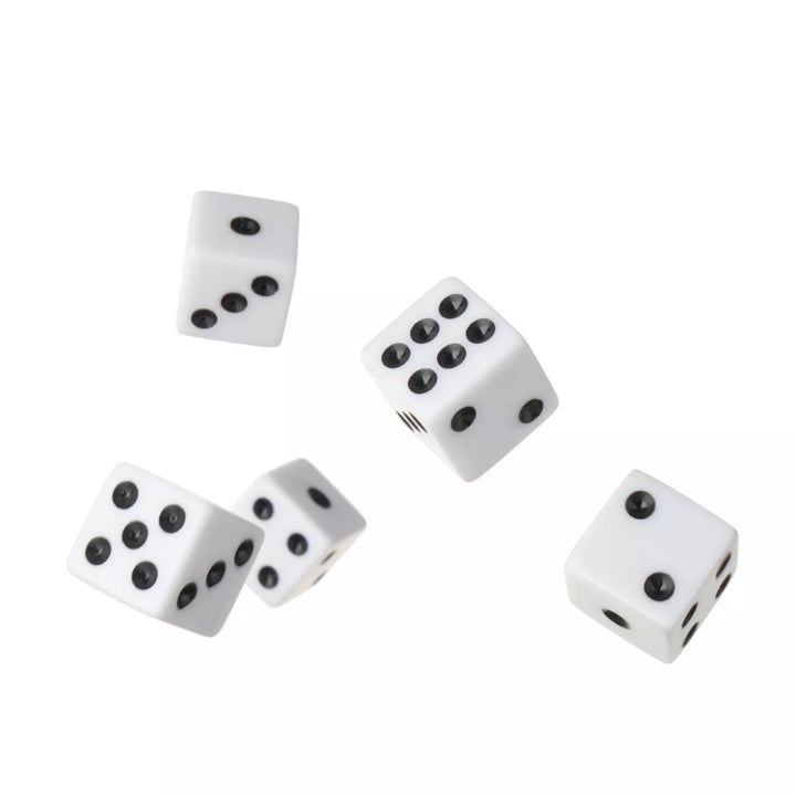 True Playing Dice Game Accessory - White Dice Set - Tabletop Game Dice Set for Drop Dead, Ship, Captain and Crew Games Set of 5