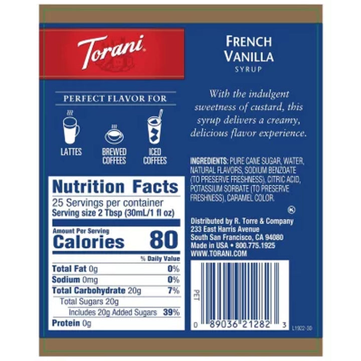 Torani French Vanilla Syrup 25.4 Fl. Oz.