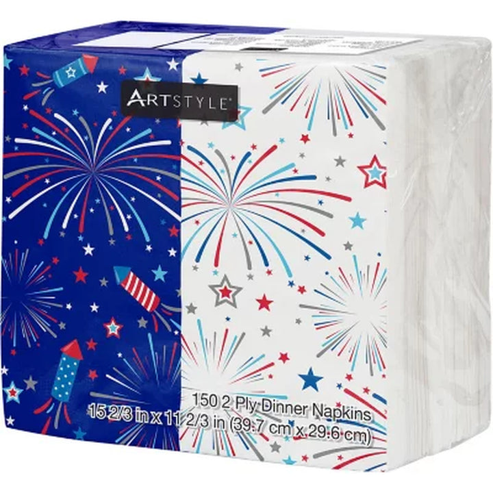 Artstyle Fireworks and Rockets Oval Plates and Dinner Napkins Tableware Kit, 200 Ct