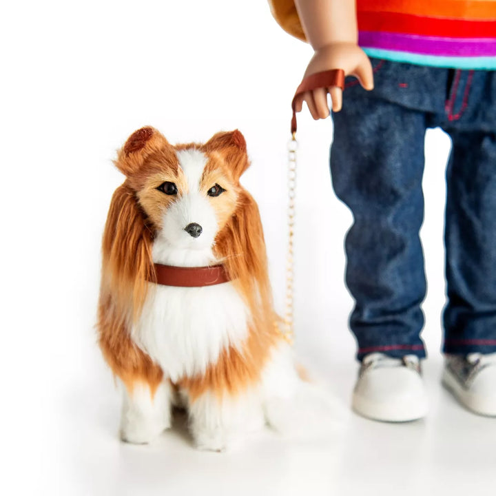 The Queen'S Treasures 18 in Doll Collie Puppy Dog with Leash and Collar