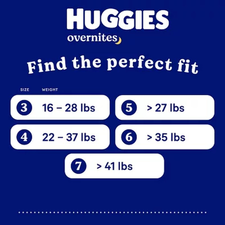 Huggies Overnites Nighttime Baby Diapers Sizes: 3-7