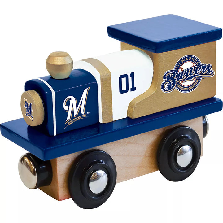 Masterpieces Officially Licensed MLB Milwaukee Brewers Wooden Toy Train Engine for Kids.