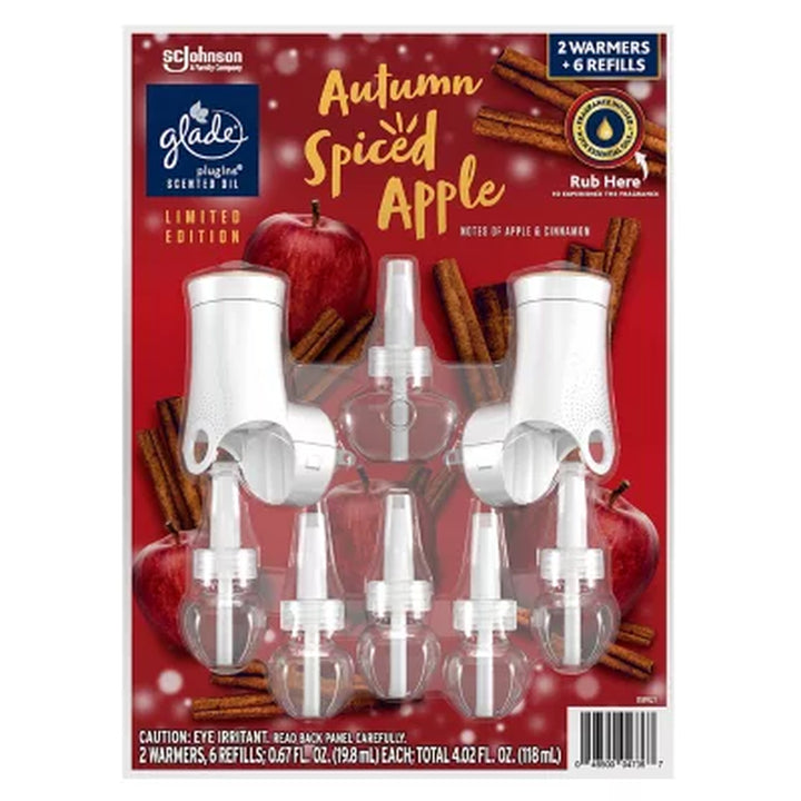 Glade Plugins Scented Oil, Autumn Spiced Apple 2 Warmers + 6 Refills