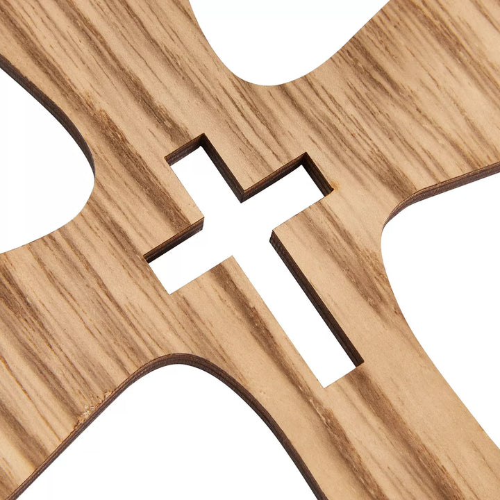 Juvale 3 Pack Catholic Wooden Cross Baptism Centerpieces for Tables, Communion, Home Decor, 6 X 9 In